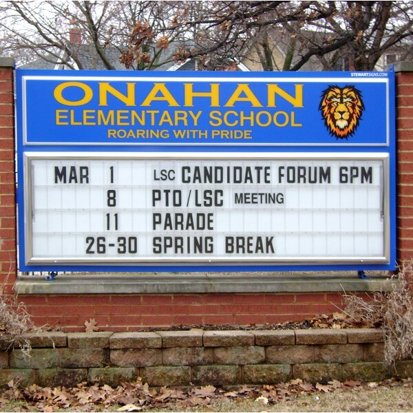 School Sign for Onahan Elementary School