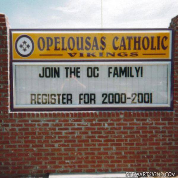 School Sign for Opelousas Catholic School