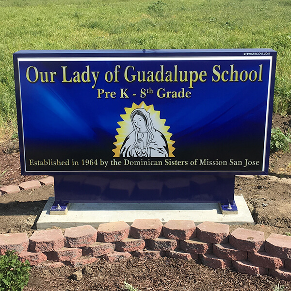 School Sign for Our Lady of Guadalupe School