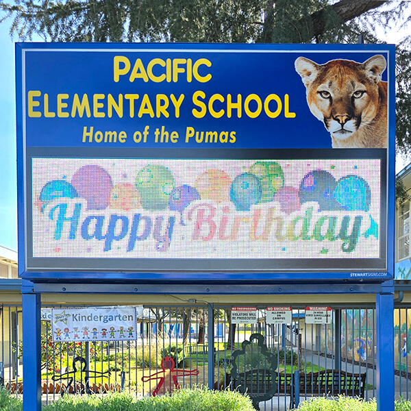 School Sign for Pacific Elementary School