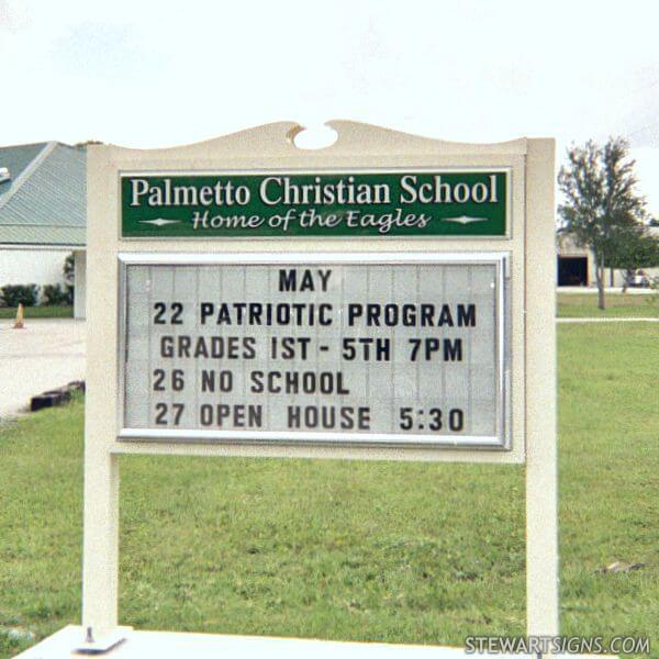 School Sign for Palmetto Christian School