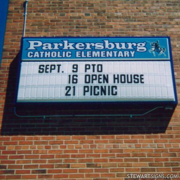 School Sign for Parkersburg Catholic Elementary School
