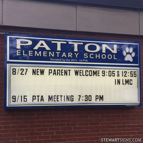 School Sign for Patton Elementary