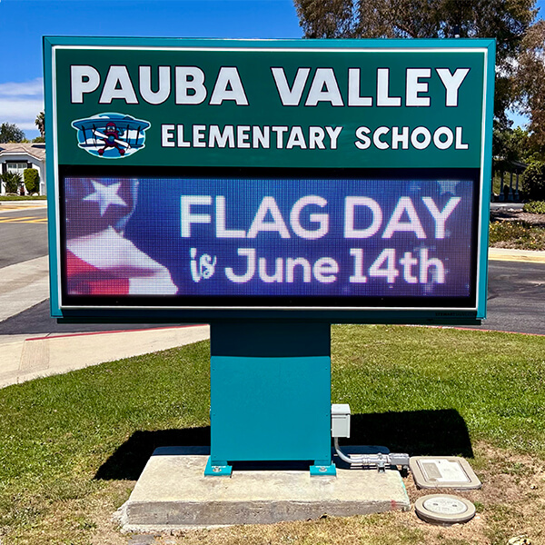School Sign for Pauba Valley Elementary School