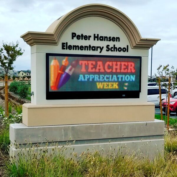 School Sign for Peter Hansen Elementary School