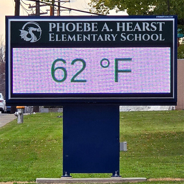 School Sign for Phoebe Hearst Elementary School