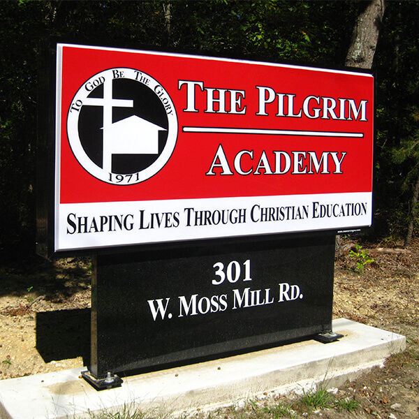 School Sign for Pilgrim Academy