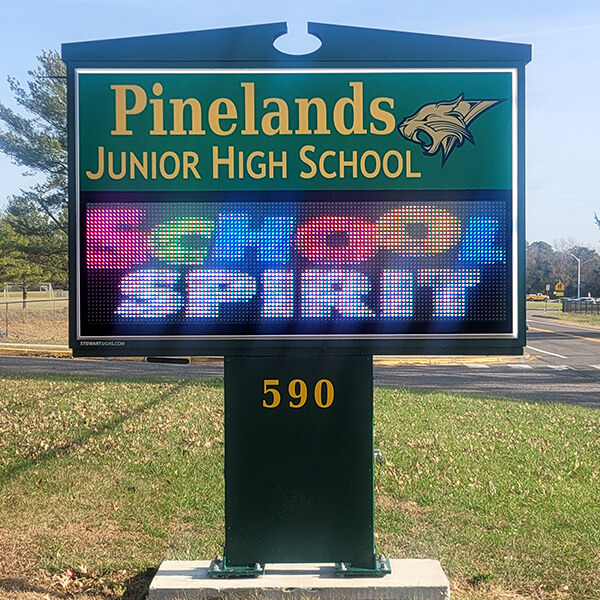 School Sign for Pinelands Regional Junior High School