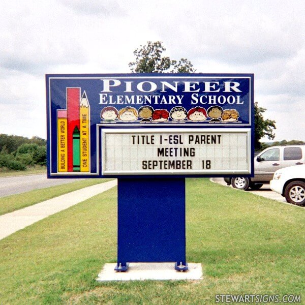 School Sign for Pioneer Elementary School