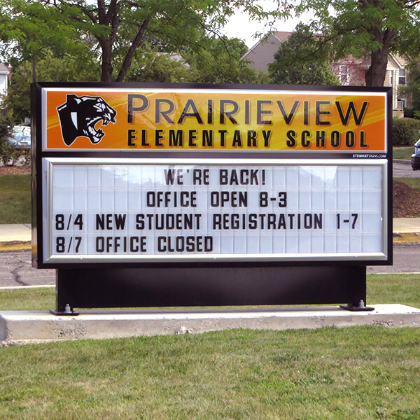 School Sign for Prairieview Elementary School