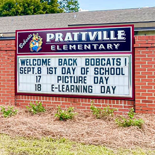 School Sign for Prattville Elementary School