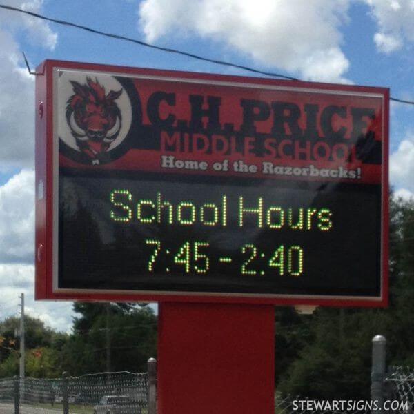 School Sign for C H Price Middle School