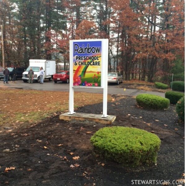 School Sign for Rainbow Preschool & Childcare