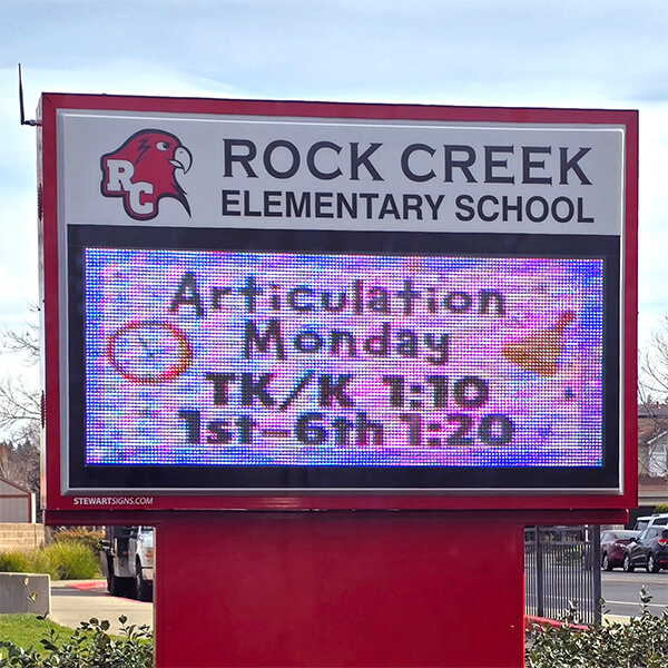 School Sign for Rock Creek Elementary School