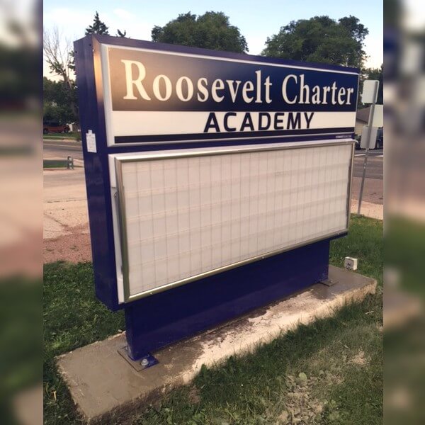 School Sign for Roosevelt - Edison Charter School