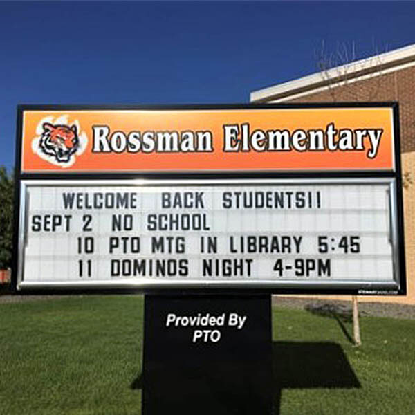 School Sign for Rossman Elementary School