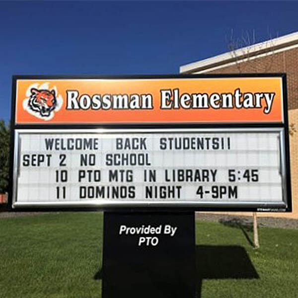 School Sign for Rossman Elementary School