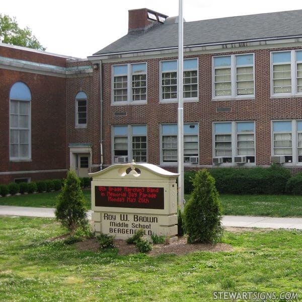 School Sign for Roy W. Brown Middle School