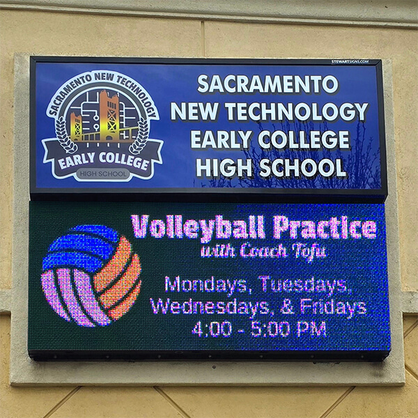 School Sign for Sacramento New Technology Early College Hs