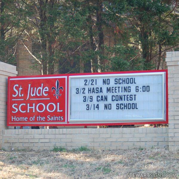 School Sign for Saint Jude Catholic School