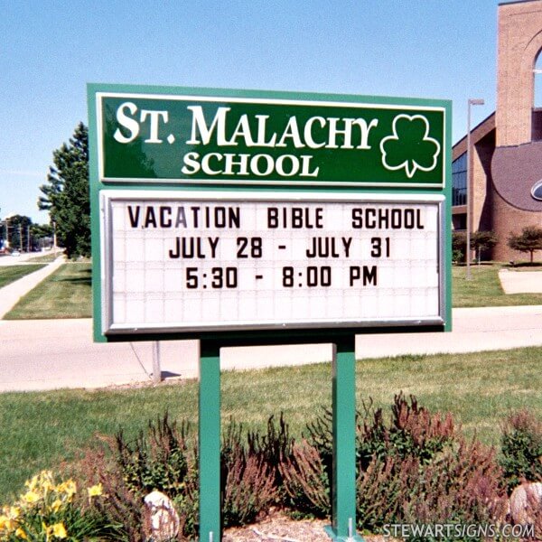 School Sign for Saint Malachy Catholic School