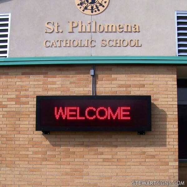 School Sign for Saint Philomena Catholic School