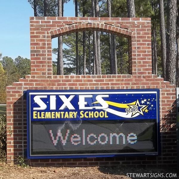 School Sign for Sixes Elementary School