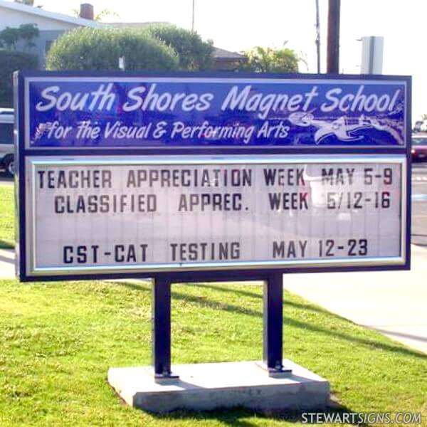 School Sign for South Shores Performing Arts