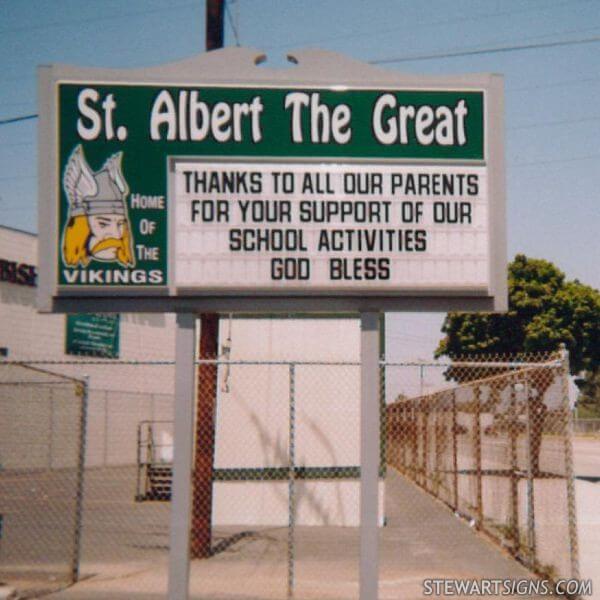 Church Sign for St. Albert the Great School