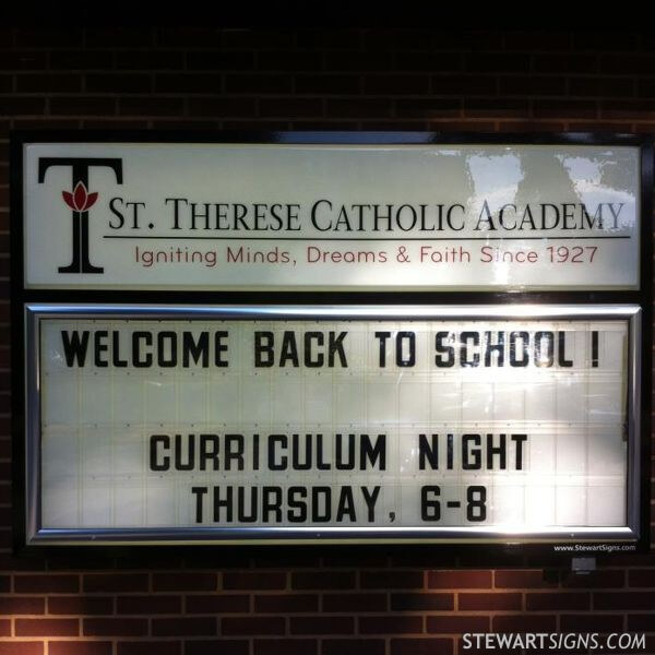 School Sign for St. Therese Catholic Academy