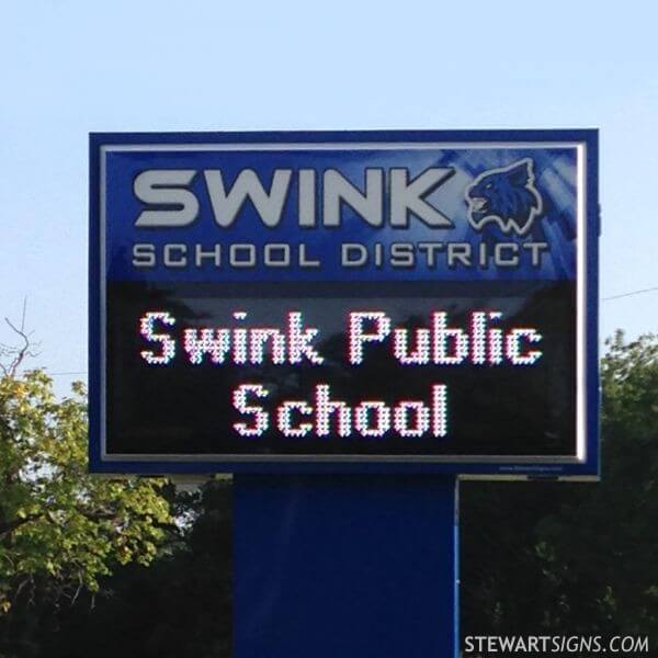 School Sign for Swink Public School Swink, OK