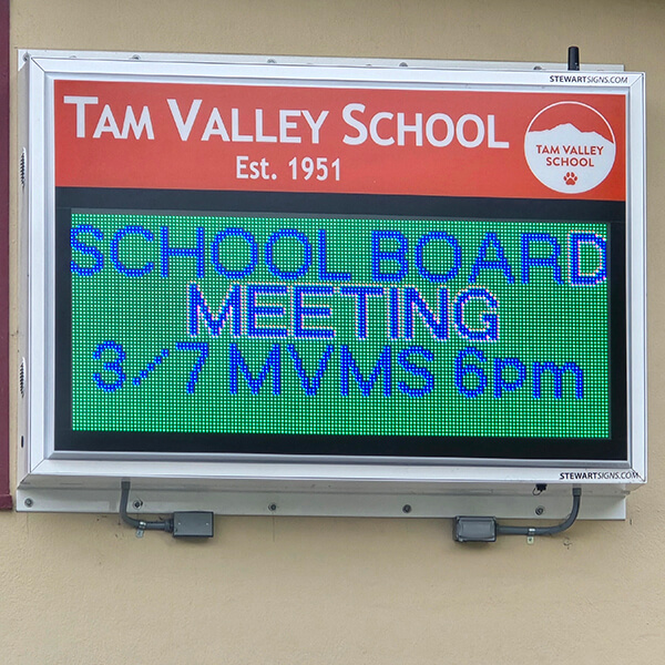 School Sign for Tamalpais Valley Elementary