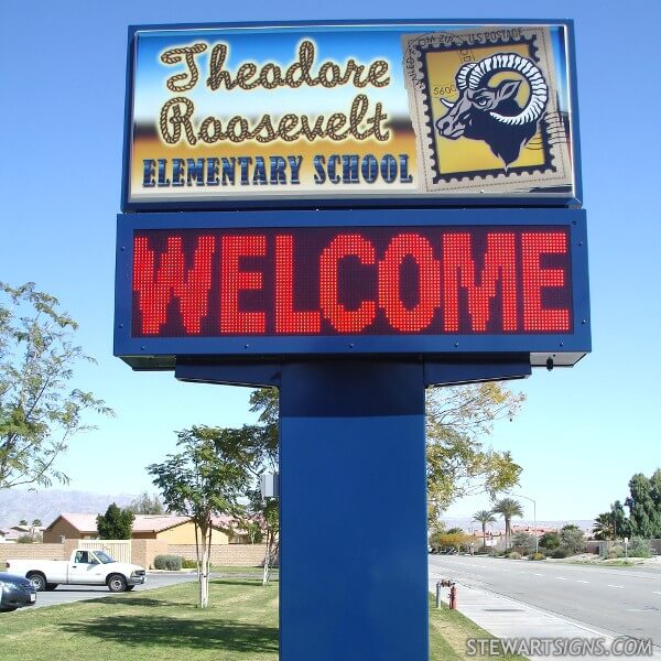 School Sign for Theodore Roosevelt Elementary School