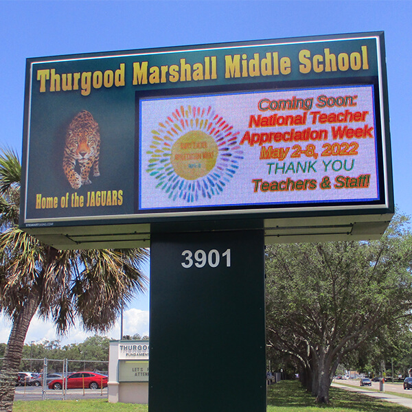 School Sign for Thurgood Marshall Fundamental Middle School