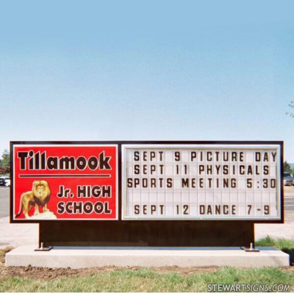 School Sign for Tillamook Jr. High School