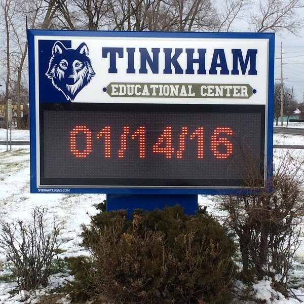 School Sign for Tinkham Educational Center