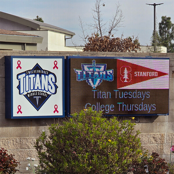 School Sign for Twelve Bridges Middle School
