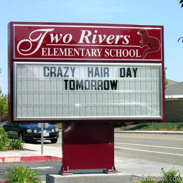 School Sign for Two Rivers Elementary