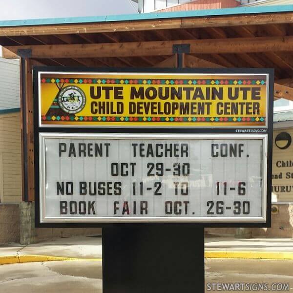 School Sign for Ute Mountain Ute Child Development Center