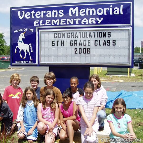 School Sign for Veterans Memorial Elementary School