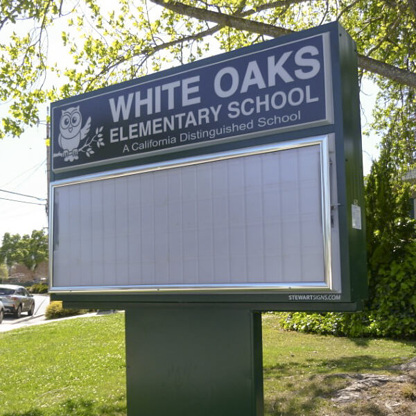 School Sign for White Oaks Elementary School