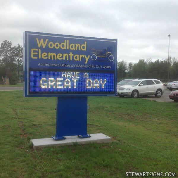 School Sign for Woodland Elementary School