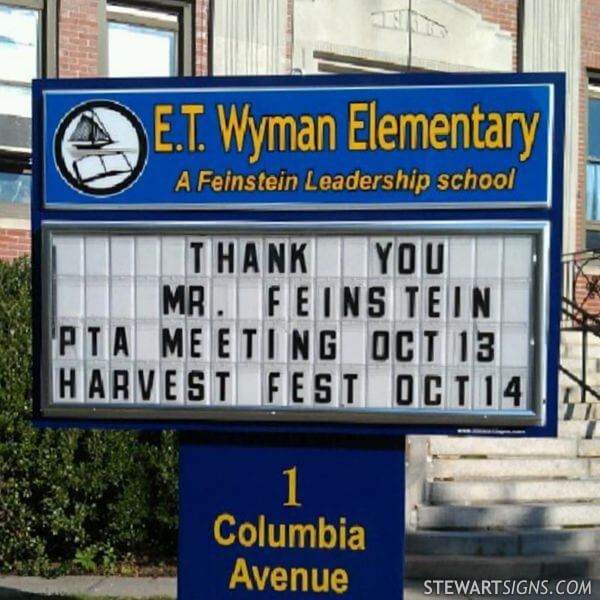School Sign for Wyman Elementary School