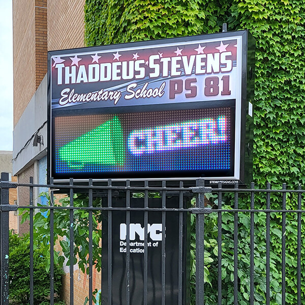 School Sign for Thaddeus Stevens Elementary School PS 81