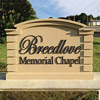 Business Sign for Breedlove Memorial Chapel