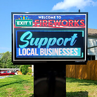 Business Sign for Exit 1 Fireworks