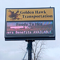 Business Sign for Golden Hawk Transportation