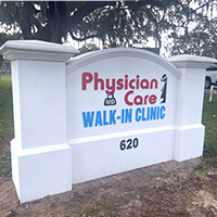 Business Sign for Physician Care Walk-in Clinic