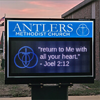 Church Sign for Antlers Methodist Church