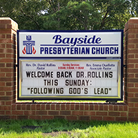 Church Sign for Bayside Presbyterian Church